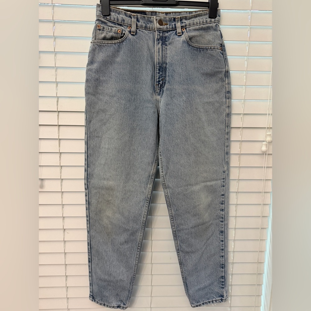 VINTAGE Levis 521 Jeans Womens 12S Med Tapered High Rise Denim 90s USA 28x27